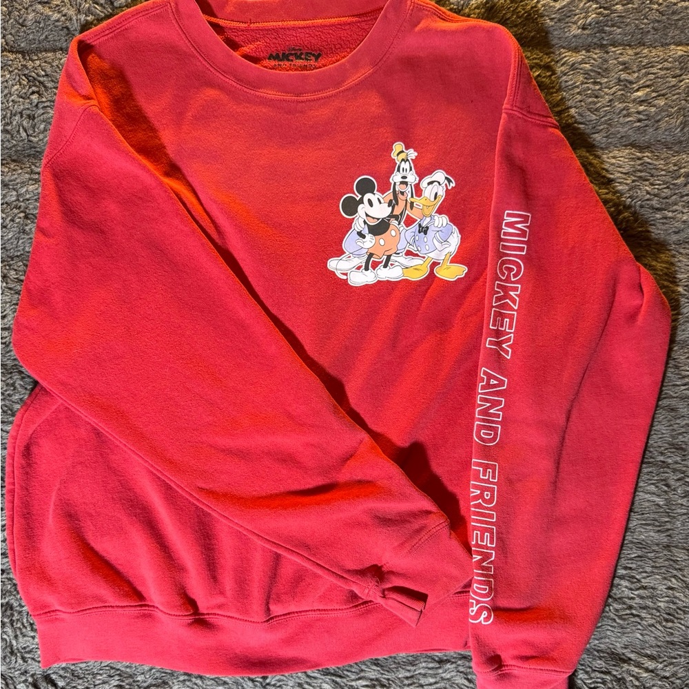 Disney Red Long Sleeve Tee with Cartoon Graphic